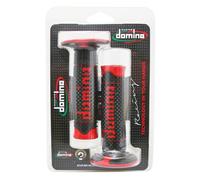 Domino Manopole A260 Moto Cross/Enduro/Motard Off-Road - Coppia Nero/Rosso diametro 22-26