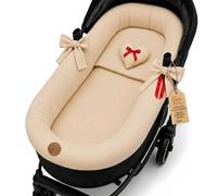 Rivestimento Navicella Universale in Mussola di Cotone - Materassino e Copri Navicella Traspirante per Passeggino - Set 3 Pezzi con Cuscino e Inserto per Neonato Beige B