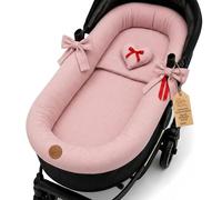 Rivestimento Navicella Universale in Mussola di Cotone - Materassino | e Copri Traspirante per Passeggino Set 3 Pezzi con Cuscino Inserto Neonato · Rosa