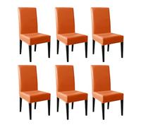 Rivestimento per Sedia da Pranzo in Pelle PU Ad Alta Prestazione - Copertura Impermeabile Protettiva per Uso Quotidiano arancione 6pcs