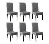Rivestimento per Sedia da Pranzo in Pelle PU Ad Alta Prestazione - Copertura Impermeabile Protettiva per Uso Quotidiano Grey1 6pcs