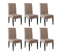 Rivestimento per Sedia da Pranzo in Pelle PU Ad Alta Prestazione - Copertura Impermeabile Protettiva per Uso Quotidiano Cachi 6pcs