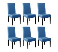 Rivestimento per Sedia da Pranzo in Pelle PU Ad Alta Prestazione - Copertura Impermeabile Protettiva per Uso Quotidiano blu 6pcs