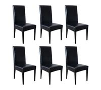 Rivestimento per Sedia da Pranzo in Pelle PU Ad Alta Prestazione - Copertura Impermeabile Protettiva per Uso Quotidiano nero 6pcs