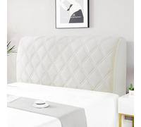 Rivestimento per testiera per letto, resistente alla polvere, elasticizzato, trapuntato, tinta unita, in cotone, lavabile, per il letto, tutto incluso, colore beige, 180 cm