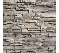 Rivestimento Pietre D'Arredo realizzato con elementi di finitura in vera pietra ricostruita. Sakar Grigio Chiaro. Dimensione cm. 20/30/50x10 H. Unità di vendita scatola da 0,50 metri quadrati.