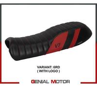 Rivestimento sella Davis Rosso RD + logo T.I. per Moto Guzzi V7 2012 > 2020