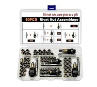 Rivet Nut Kit - 60 Piece Carbon Steel Threaded Insert Assortment