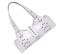 Rivet Punk Styles Ascella Borsa a Spalla Con Dumpling Forma PU Cuoio Ascellare Borsa Per Le Donne Alla Ricerca Alla Moda Trendy Biker Bag, bianco, One Size