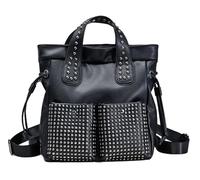 Rivet Zaino per le donne Signore Punk Tote Borse per le Donne Grandi Borse a Tracolla Moda Satchel per Lavoro Viaggi Shopping, nero, Taglia unica