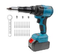 Rivettatrice a Batteria Compatibile, 400 W Brushless Elettrica Rivettatrice Automatica per Rivetti applicabili (3,2/4,0/4,8mm),con Luce LED e 20 Rivetti (3,2 mm)