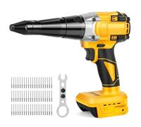 Rivettatrice a batteria compatibile con batteria Dewalt da 20 V (senza batteria), pinza rivettatrice elettrica professionale senza spazzole con luce LED, 3 adattatori, 60 rivetti e chiavi inglesi per