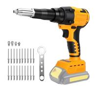 Rivettatrice a batteria compatibile con Dewalt 20V batteria, Pistola rivettatrice elettrica senza spazzole con luce LED, 20 rivetti, 3 adattatori e chiave, Pinza rivettatrice (senza batteria)