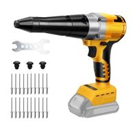 Rivettatrice a batteria compatibile con Dewalt 20V batteria, pistola rivettatrice professionale senza spazzole con luce LED, 20 rivetti, 3 adattatori per metallo, plastica e pelle (senza batteria)