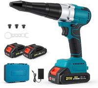 Rivettatrice a batteria compatibile con Makita 18 V 21 V, 2 batterie da 2000 mAh, pinza rivettatrice automatica per rivetti da 2,4-5,0 mm
