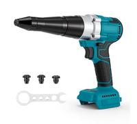 Rivettatrice a batteria compatibile con Makita 18 V, motore brushless, 3 ugelli per rivetti in alluminio e acciaio inox da 2,4-5,0 mm, con luce LED (senza batteria)