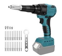 Rivettatrice a batteria compatibile con Makita 18V batteria, Pistola rivettatrice elettrica senza spazzole con luce LED, 20 rivetti, 3 adattatori e chiave, Pinza rivettatrice (senza batteria)