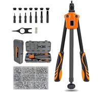 Rivettatrice A Mano, Utensile per Dadi per Rivetti in Acciaio Legato per Impieghi Gravosi, con Dadi per Rivetti 7 Pezzi Mandrini Sostituibili M3 M4 M5 M6 M8 M10 M12