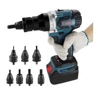 Rivettatrice automatica portatile, set di rivettatrice a batteria 2 in 1 per dadi rivettati, con strumento di installazione di inserti per rivetti a strappo M3/M4/M5/M6/M8/M10/M12 2200mAh-1Battery