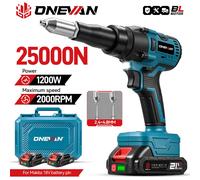 Rivettatrice elettrica a batteria 21V 25000N Rivettatrici con 2 Batterie