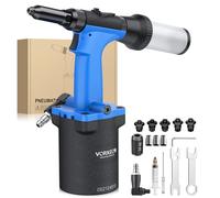 Rivettatrice Pneumatica Autoaspiranti per Rivetti da 3/32", 1/8", 5/32", 3/16",1/4" Pistola a Rivetto ad Aria Compressa da 1/8" NPT, Rivetti Idraulici ad Aria con Forza di Trazione di 3086 LBF 1400KGF