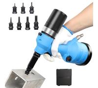 Rivettatrice pneumatica per rivetti, kit rivettatrice a scatto M3-M12 con corsa regolabile, utensile pneumatico per l'installazione di inserti per rivetti con impugnatura ergonomica