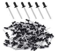 Rivetti Alluminio Neri Rivette Lunghe 4.8 mm x 10 mm Rivetti Pop Ciechi 100 Pezzi Ribattini Acciaio Inox per Pistola per Rivetti a Testa Bombata Ribattini in Alluminio per Metallo Legno Plastica