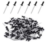 Rivetti Alluminio Neri Rivette Lunghe 4 mm x 10 mm Rivetti Pop Ciechi 100 Pezzi Ribattini Acciaio Inox per Pistola per Rivetti a Testa Bombata Ribattini in Alluminio per Metallo Legno Plastica