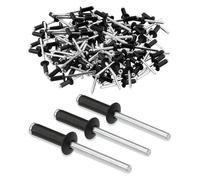 Rivetti ciechi a flangia larga, 100 rivetti pop in alluminio con testa a cupola nera 2,4/3, mm x 6-19 for materiali multipli(3.2X19.0mm)