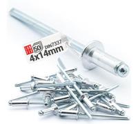 Rivetti ciechi in alluminio Pop Rivetti in acciaio, DIN 7337, 4 x 14 mm, 50 pezzi, argento