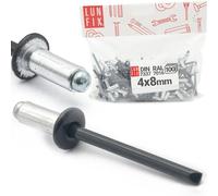 Rivetti ciechi in alluminio Pop Rivetti in acciaio, DIN 7337, 4 x 8 mm, 100 pezzi, RAL 7016, grigio antracite