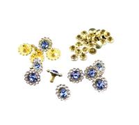 Rivetti con strass trasparenti, Borchie Rivetto Strass Girasole Multicolor 11mm 50/100 Pz(Blue,50 pcs)
