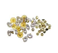 Rivetti con strass trasparenti, Borchie Rivetto Strass Girasole Multicolor 11mm 50/100 Pz(Silver,100 Pcs)