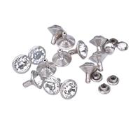 Rivetti in cristallo glitterato con strass, 100 pezzi di rivetti in strass di vetro multicolore da 10 mm for lavori fai da te(Silver)