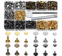 Rivetti in pelle a doppio cappuccio Borchie tubolari in metallo con pinze per punzone Set di fissaggio per rivetti artigianali in pelle 720/540/135-540 pezzi Set senza pinze