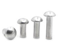 Rivetti in rame a testa tonda, rivetti solidi, testa rotonda e semirotonda, rame alluminio percussivo, M2-M8, argento 205 pezzi(12MM-M5)