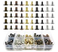 Rivetti Metallici a Testa Piatta 150 Set per Lavorazioni Artigianali | Formato 8x6, Cinque Colori Assortiti, per Album Fotografici e Capi, Uso Decorativo e Rilegatura