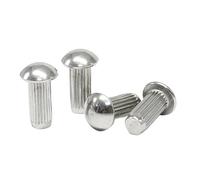 Rivetti solidi in rame a testa tonda, Assortimento di rivetti solidi con testa a bottone zigrinata M2-M5 in acciaio inossidabile 304, gambo 3-16 mm(M2(50pcs),16mm)