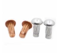 Rivetto solido a testa piatta, Rivetti Massicci M2-M4 3-10mm Rame Alluminio Ottone Confezione da 10-100 pezzi for targhetta etichetta(10mm,Brass M2.5 50pcs)