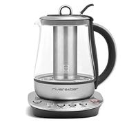 riviera&bar - Teiera bollitore a temperatura regolabile, in vetro temperato e inox, ideale per infusioni, tè verdi, neri, Oolongs, 1,2 l, 22 x 25,5 x 21 cm