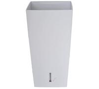 RIVIERA Eva Nuovo vaso di fiori quadrato in plastica - 28 x 28 x H 52 cm - 31 L - Bianco