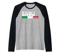 Rivoli City Italia Vintage Bandiera Italia per Gli Amanti dei Viaggi Maglia con Maniche Raglan