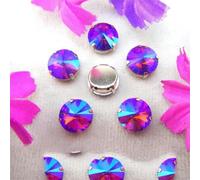 Rivoli Forma Rotonda Cucire Su Strass AB Colori Argento Impostazioni Artiglio Perline Di CRYSTAL Di Vetro Strass 1 Rosa AB 10mm 20pz-14mm 20pz-2 Tè colore AB