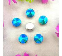 Rivoli Forma Rotonda Cucire Su Strass AB Colori Argento Impostazioni Artiglio Perline Di CRYSTAL Di Vetro Strass 1 Rosa AB 10mm 20pz-14mm 20pz-4 Acquamarina AB