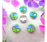 Rivoli Forma Rotonda Cucire Su Strass AB Colori Argento Impostazioni Artiglio Perline Di CRYSTAL Di Vetro Strass 1 Rosa AB 10mm 20pz-14mm 20pz-0 Peridot AB