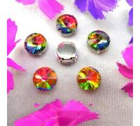 Rivoli Forma Rotonda Cucire Su Strass AB Colori Argento Impostazioni Artiglio Perline Di CRYSTAL Di Vetro Strass 1 Rosa AB 10mm 20pz-14mm 20pz-3 Arcobaleno