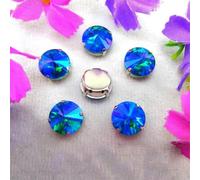 Rivoli Forma Rotonda Cucire Su Strass AB Colori Argento Impostazioni Artiglio Perline Di CRYSTAL Strass 1 Rosa AB 10mm 20pz-14mm 20pz- Smeraldo AB