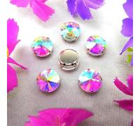 Rivoli forma rotonda da cucire su strass AB colori argento impostazioni artiglio perline di CRYSTAL di vetro strass 1 rosa AB 10 mm 20 pz-14 mm 20 pz- Crystal AB