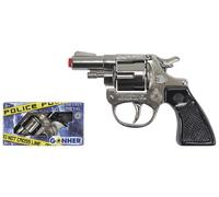 Rivoltella della polizia in metallo a capsule, argentata (8 colpi)