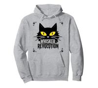 Rivoluzione dei Baffi: Arte della rivolta Felina Felpa con Cappuccio, Unisex per Adulti, Grigio Melange, L